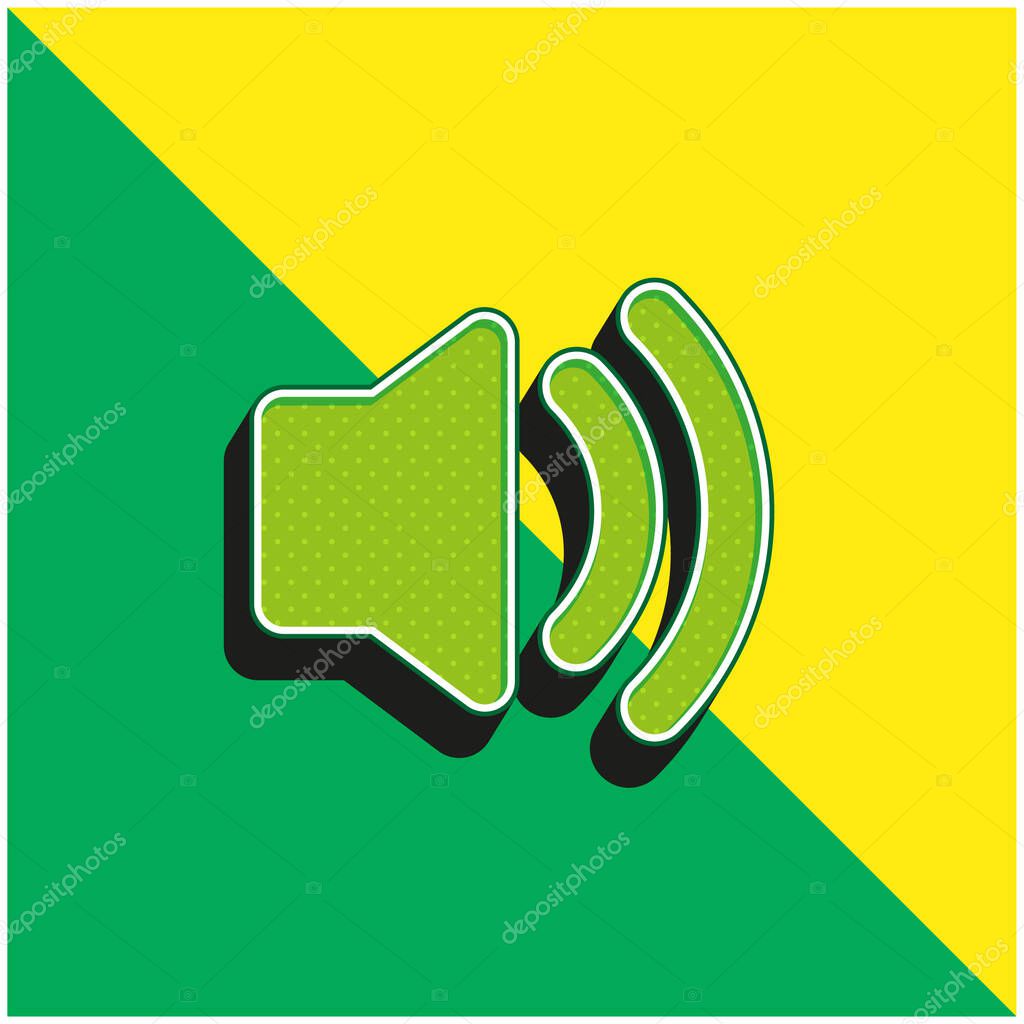 Audio Speaker On Green and yellow modern 3d vector icon logo