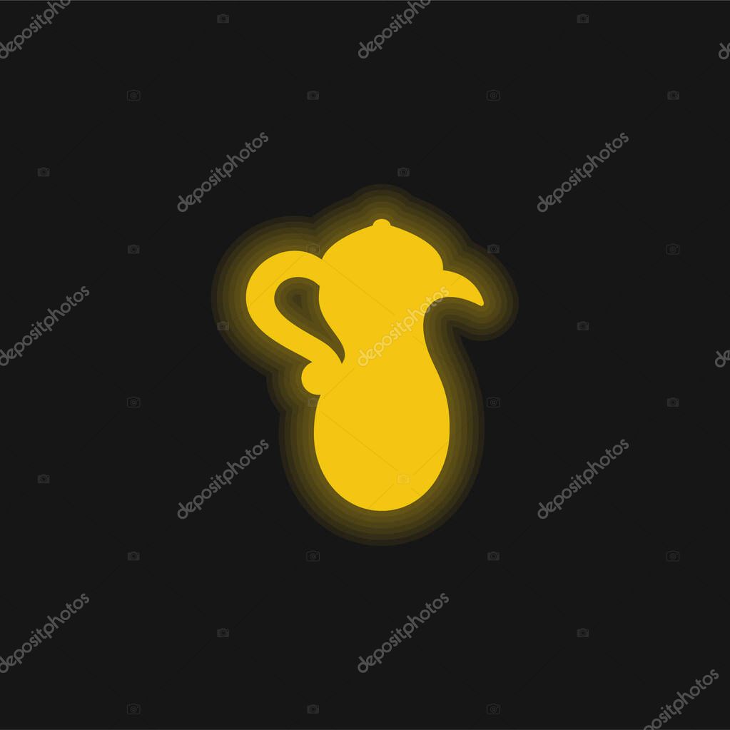 Arabic Teapot yellow glowing neon icon