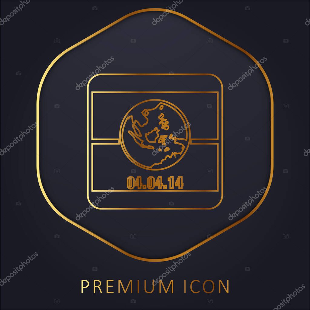 2014 Earth Day On April 4 Calendar Page golden line premium logo or icon