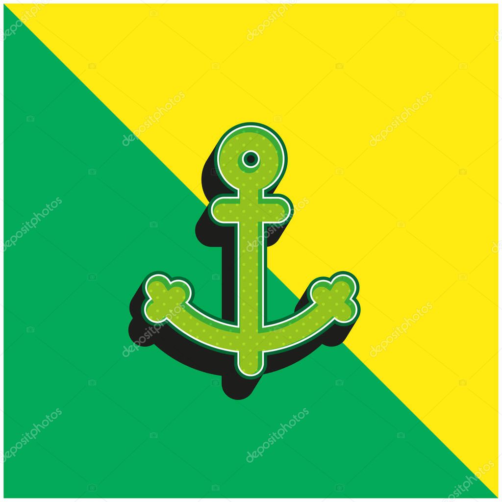 Anchor Green and yellow modern 3d vector icon logo