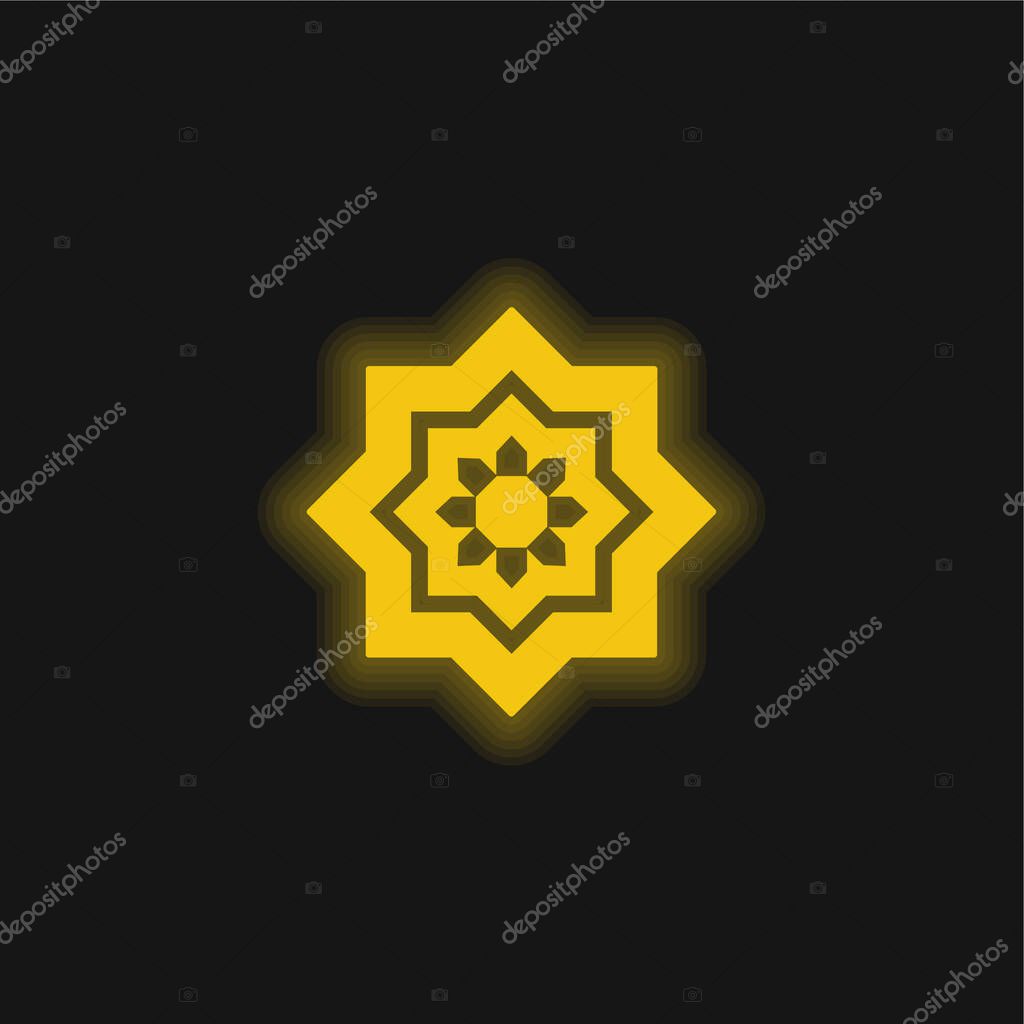 Arabic Art yellow glowing neon icon