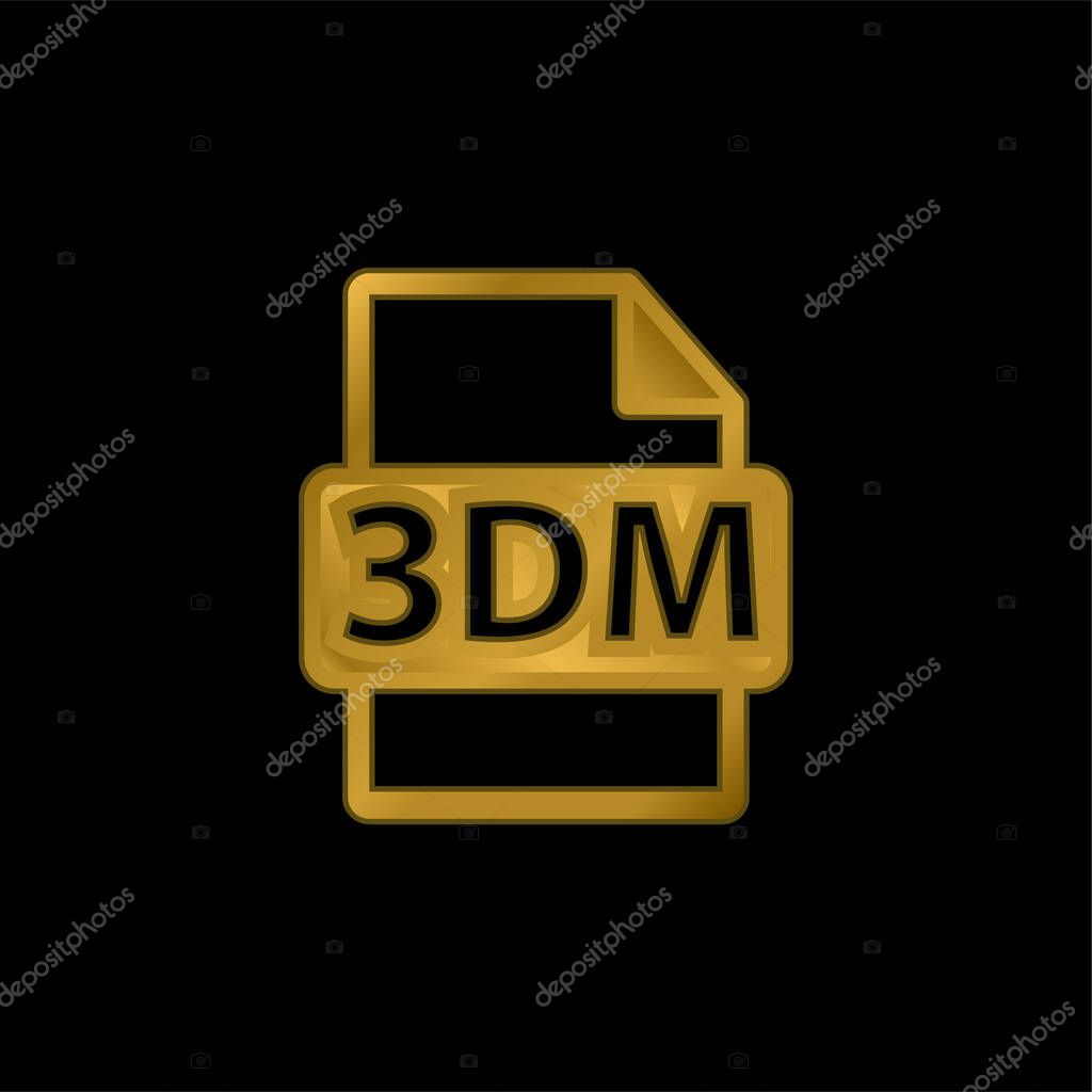 3DM File Format Symbol gold plated metalic icon or logo vector