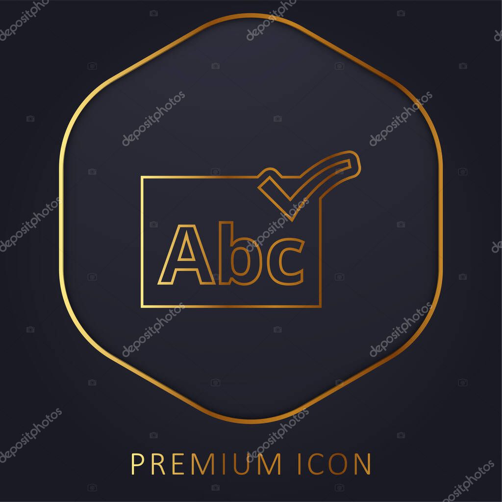 ABC Verification Symbol golden line premium logo or icon
