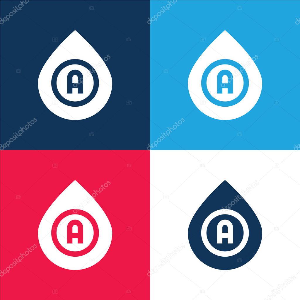 Blood Type blue and red four color minimal icon set