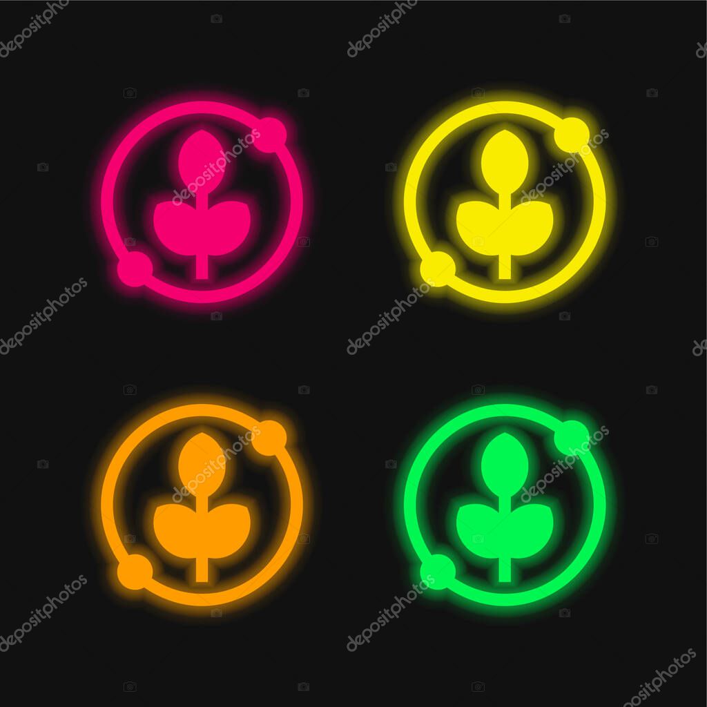 Agronomy four color glowing neon vector icon