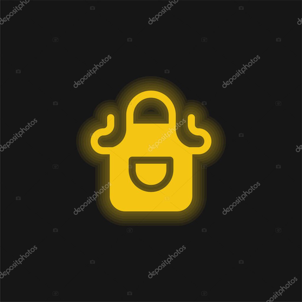 Apron yellow glowing neon icon