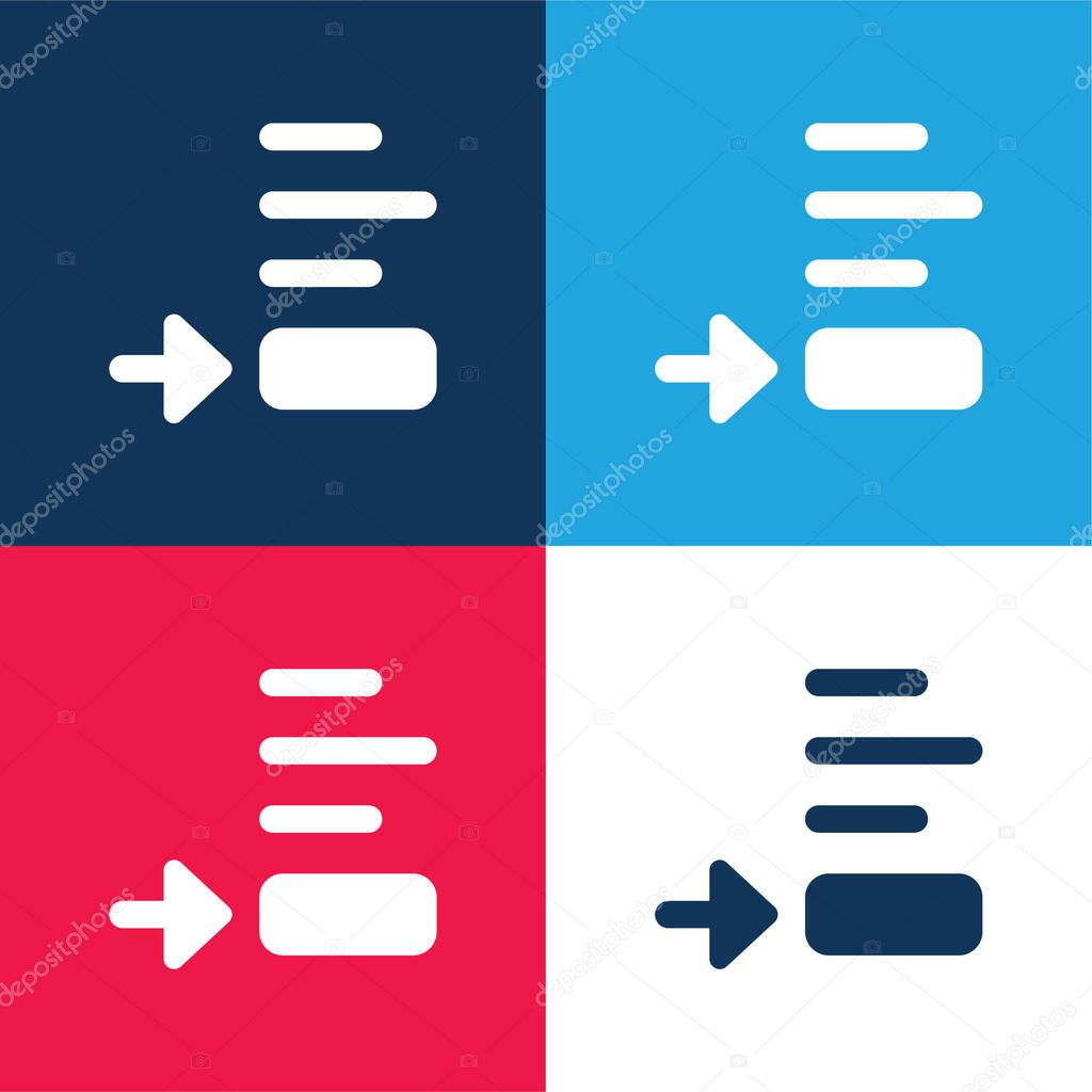 Bottom View blue and red four color minimal icon set