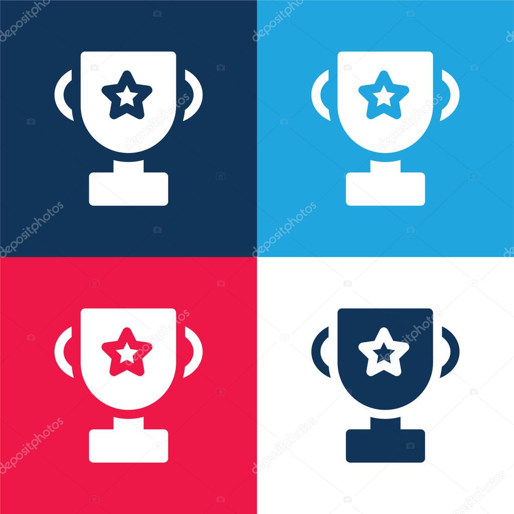 Award blue and red four color minimal icon set