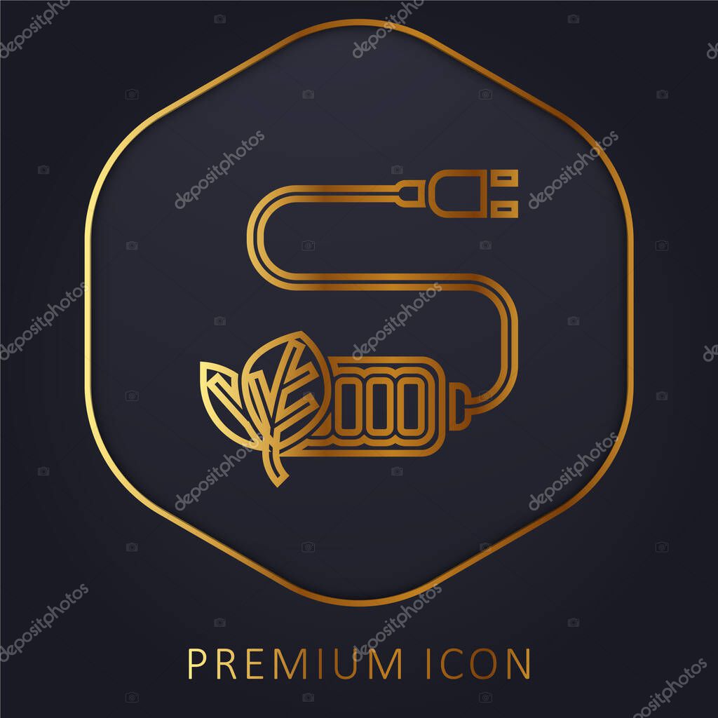 Battery Charge golden line premium logo or icon