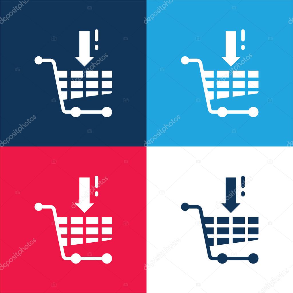 Add To Cart blue and red four color minimal icon set