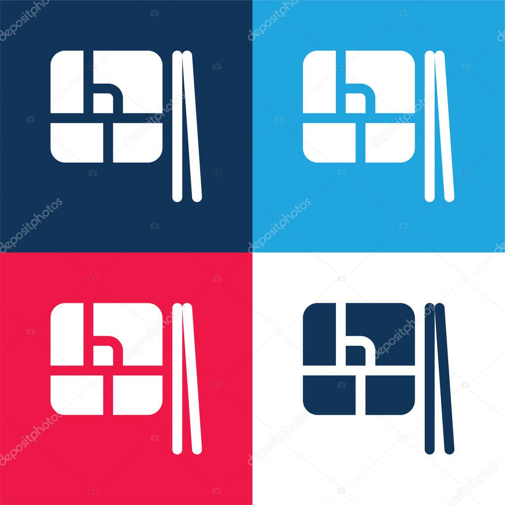 Bento blue and red four color minimal icon set