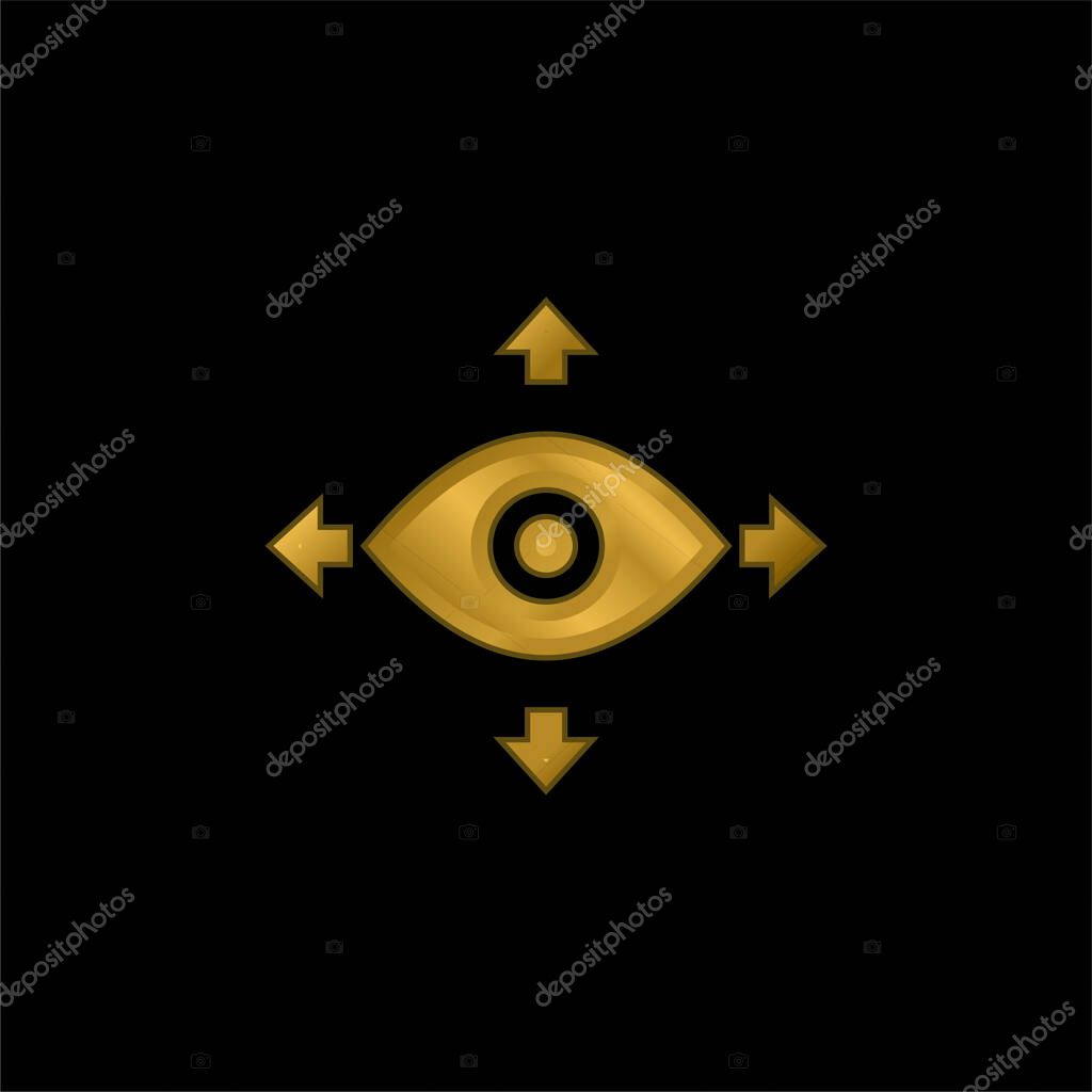 360 View gold plated metalic icon or logo vector