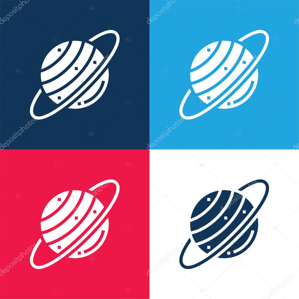 Astronomy blue and red four color minimal icon set