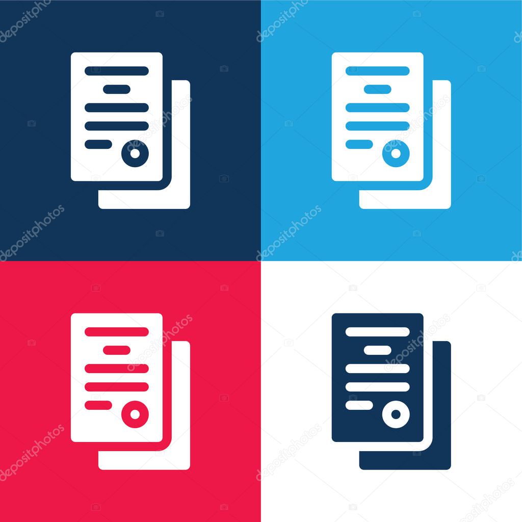 Agreement blue and red four color minimal icon set