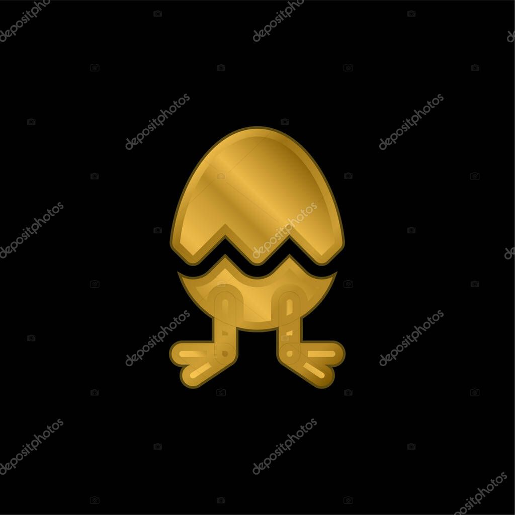 Birth gold plated metalic icon or logo vector