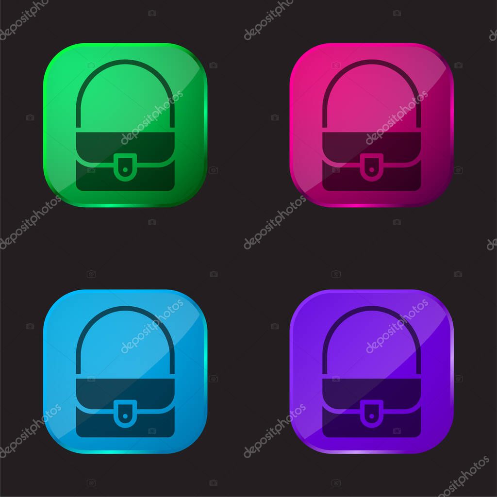 Bag four color glass button icon