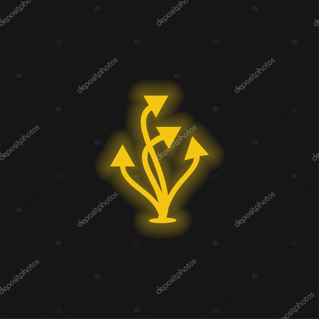 Ascending Arrows Group yellow glowing neon icon