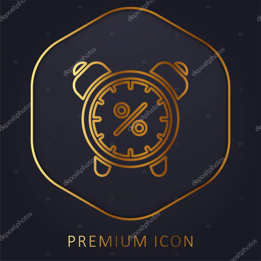 Alarm Clock golden line premium logo or icon