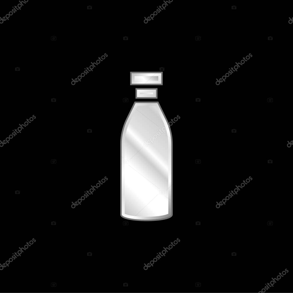 Bottle silver plated metallic icon