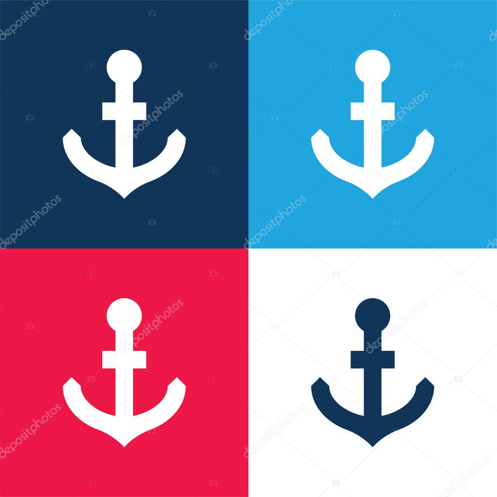 Anchor blue and red four color minimal icon set