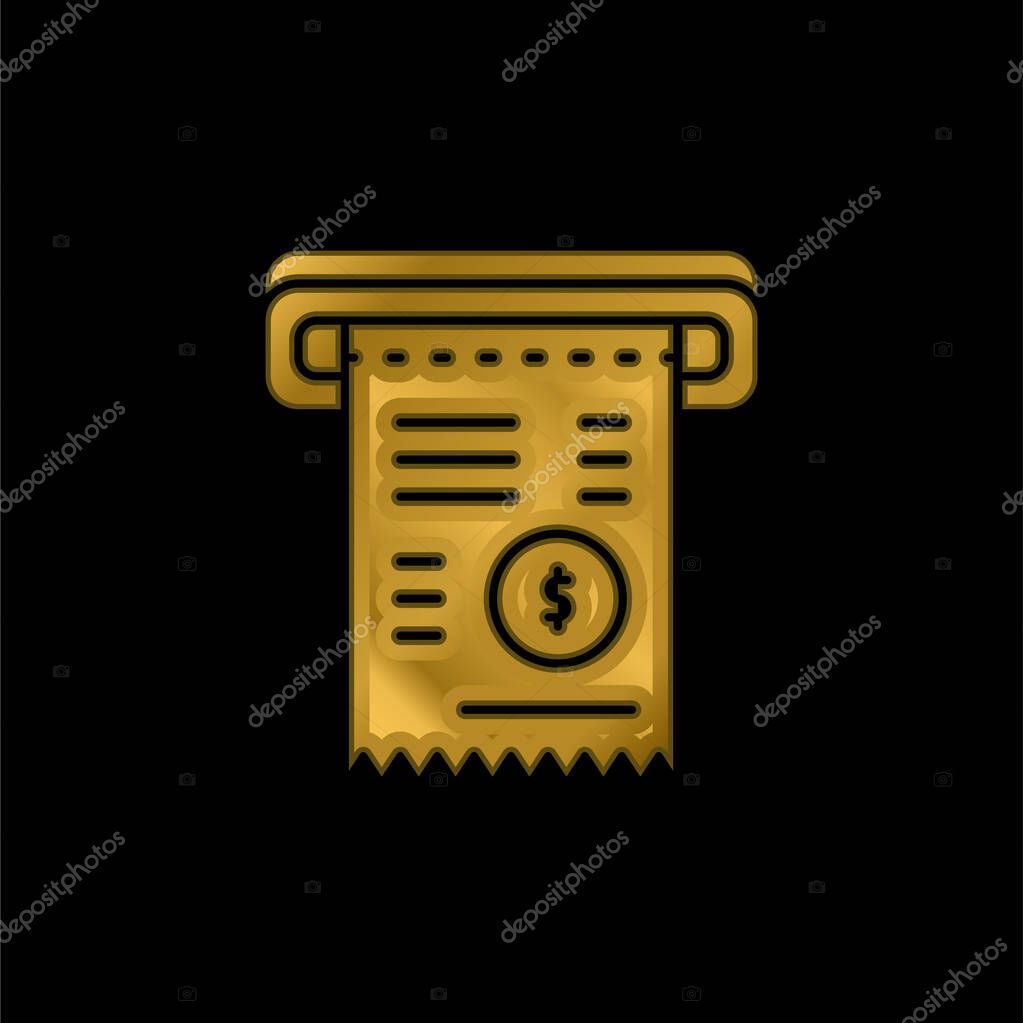 Bill gold plated metalic icon or logo vector