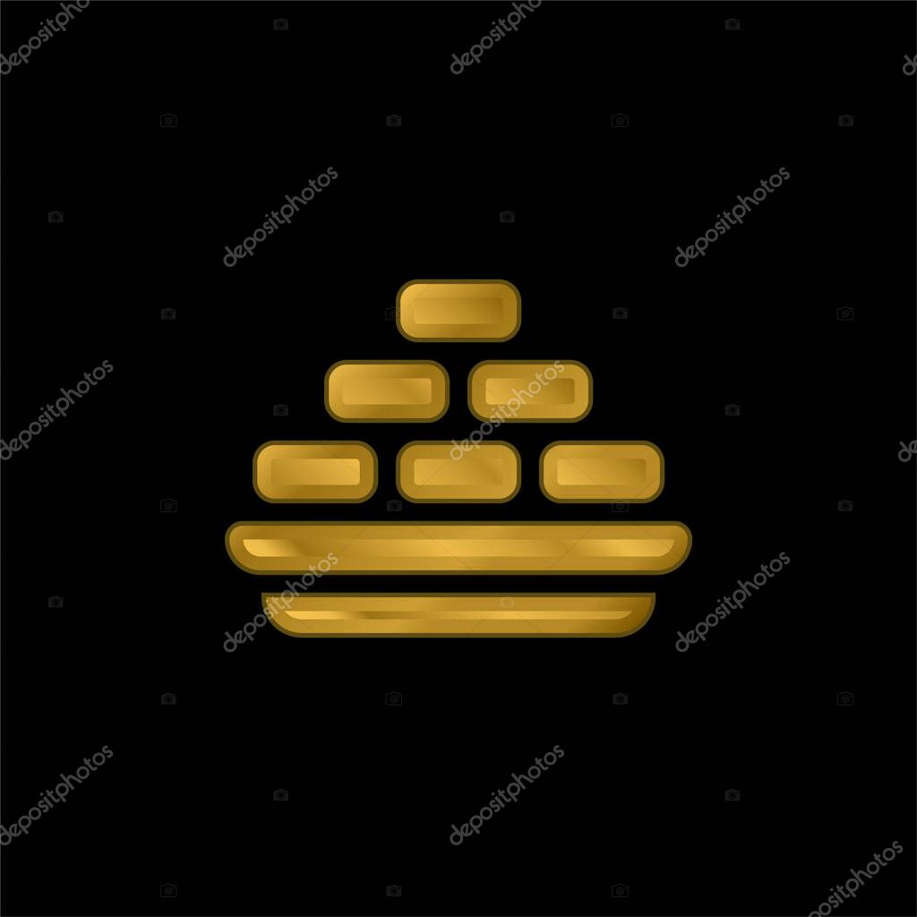 Barfi gold plated metalic icon or logo vector