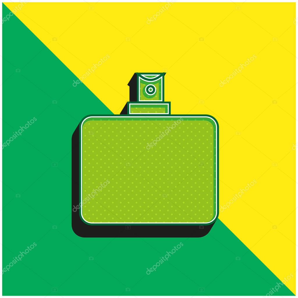Bathroom Black Bottle Container With Spray System Green and yellow modern 3d vector icon logo