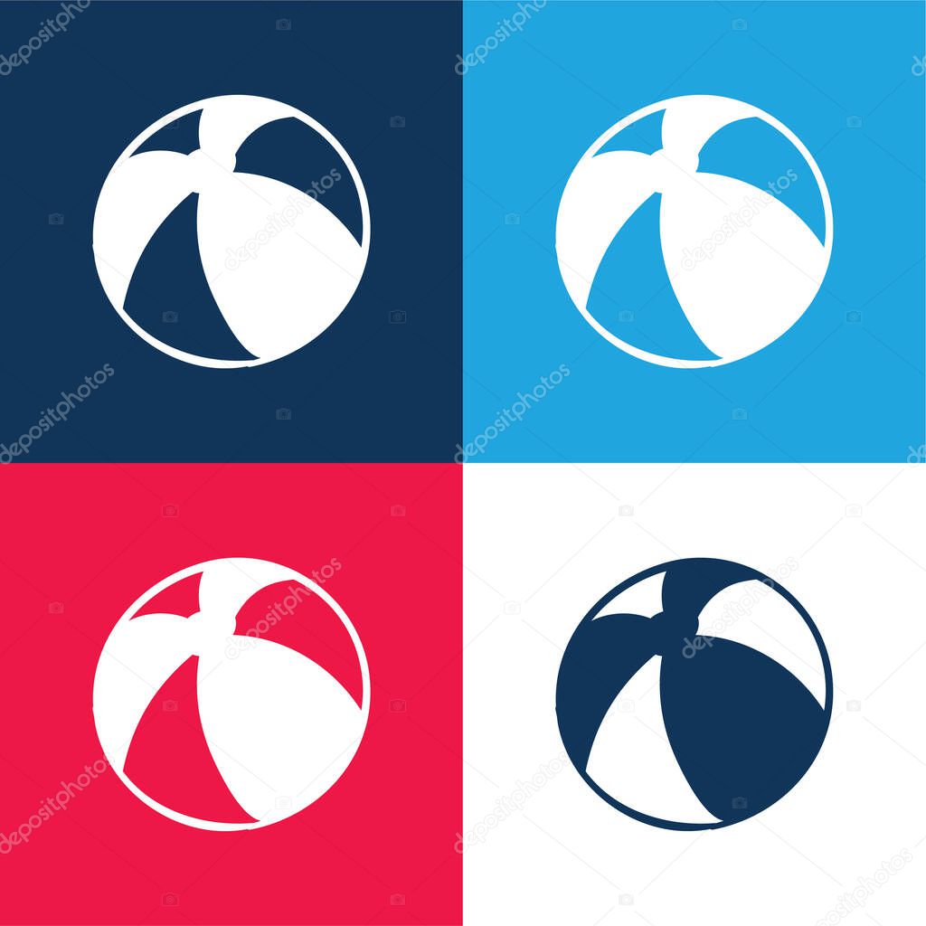 Beach Ball blue and red four color minimal icon set