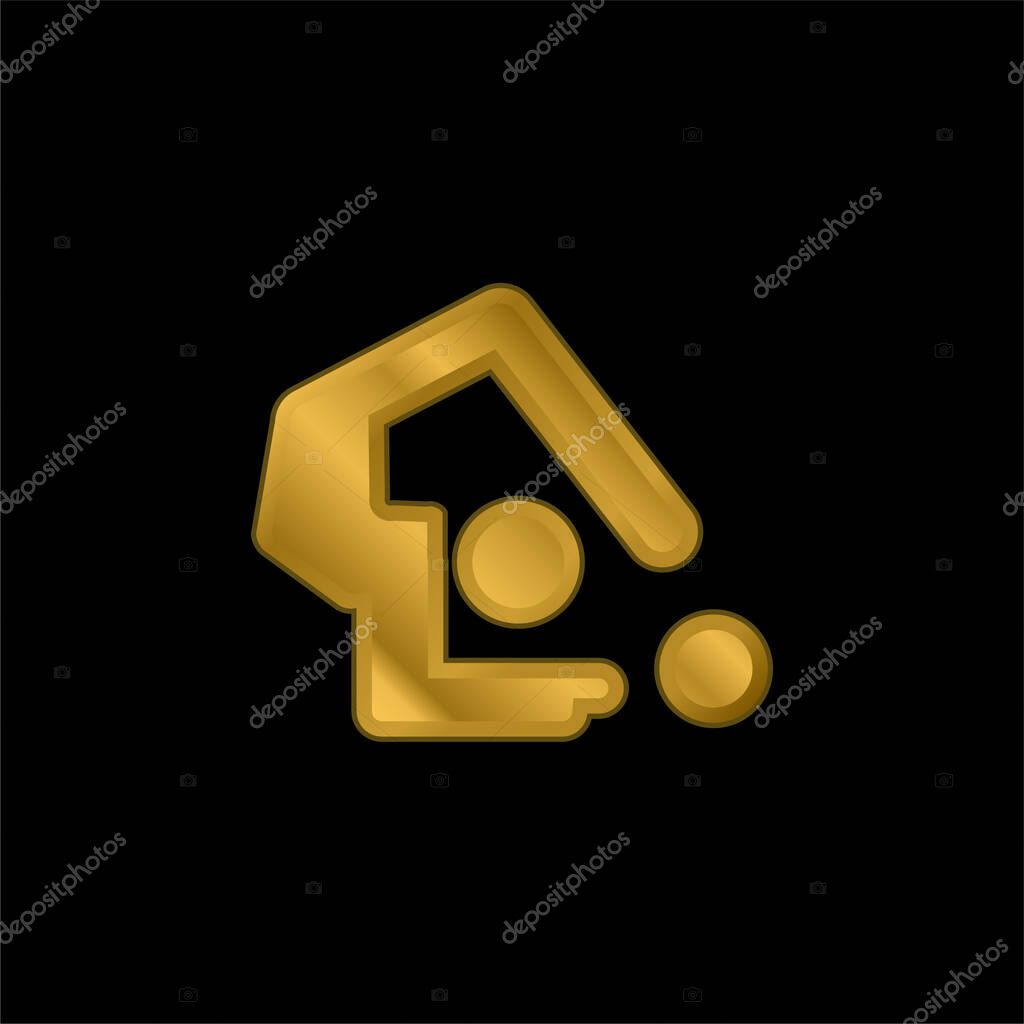 Artistic Gymnastics gold plated metalic icon or logo vector