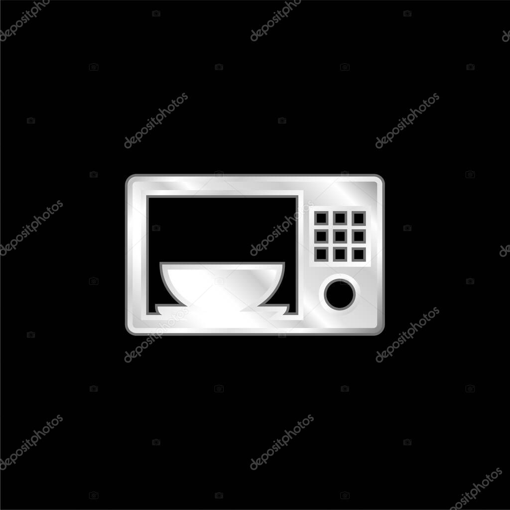 Bowl In A Microwave silver plated metallic icon