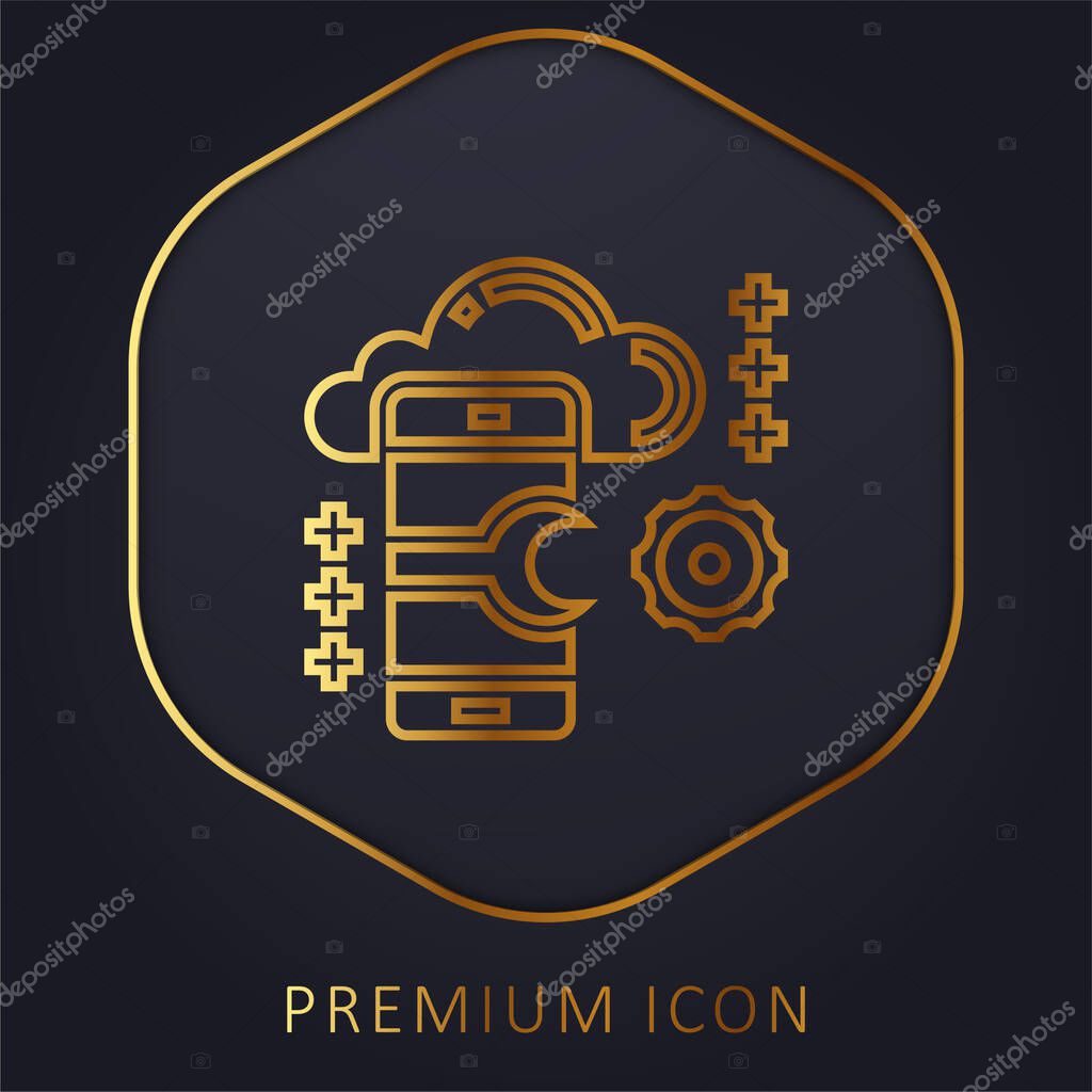 Application golden line premium logo or icon