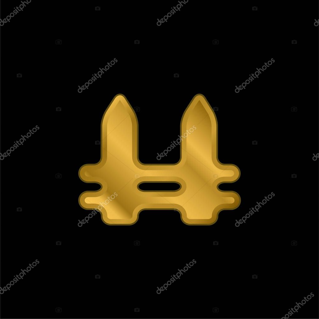 Black Fence gold plated metalic icon or logo vector