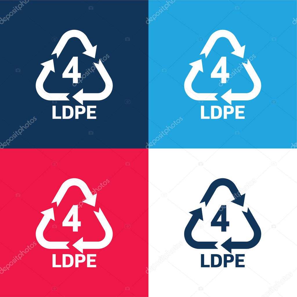 4 LDPE blue and red four color minimal icon set
