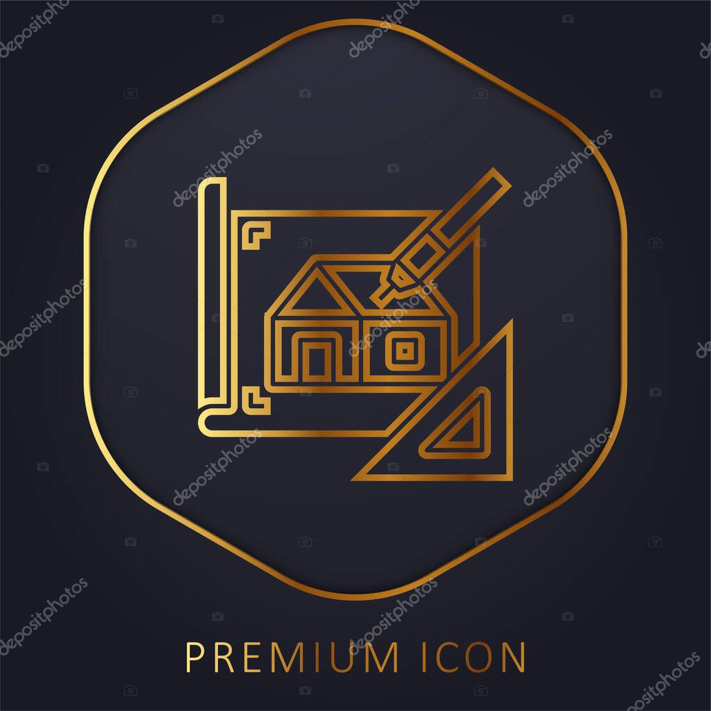 Blueprint golden line premium logo or icon