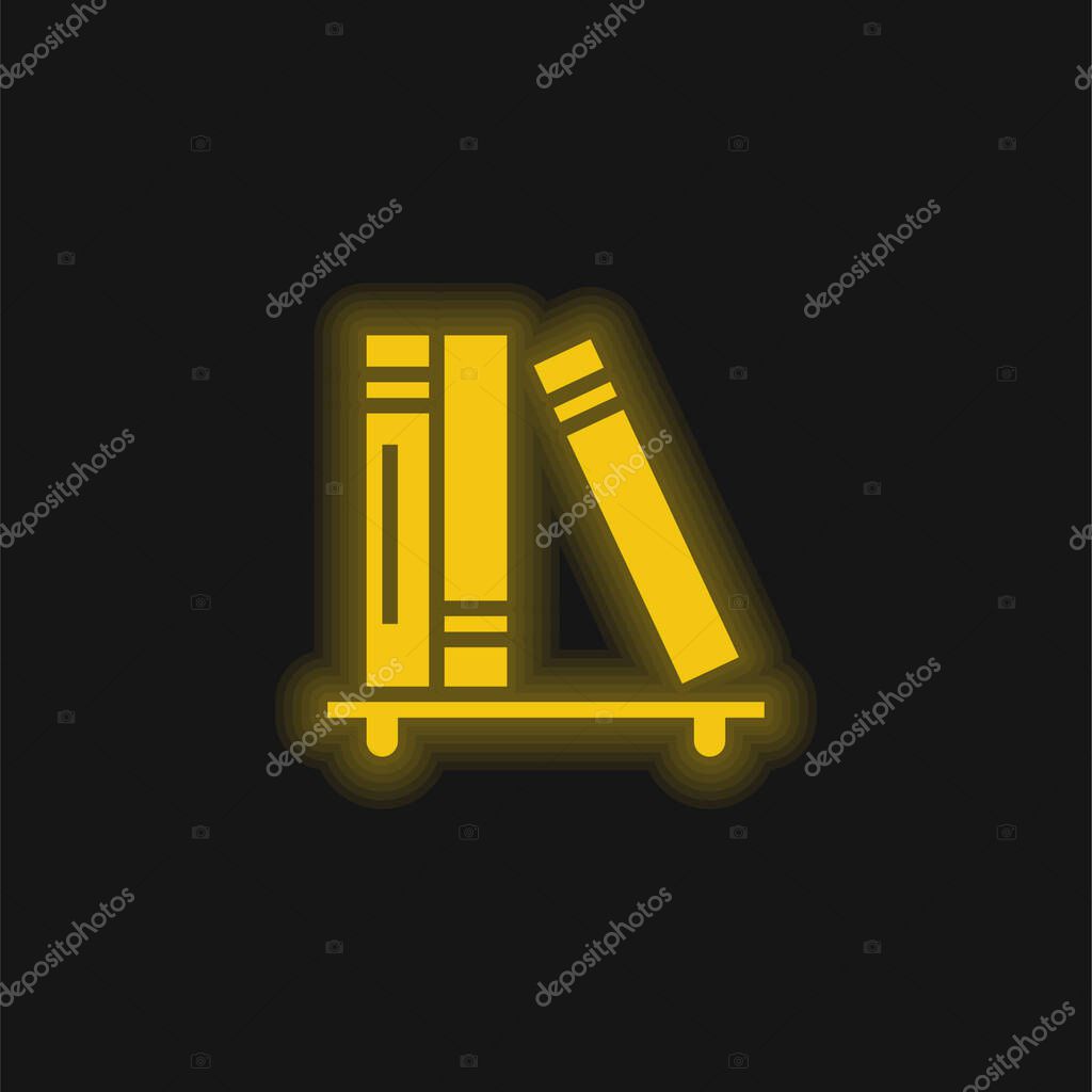 Books yellow glowing neon icon