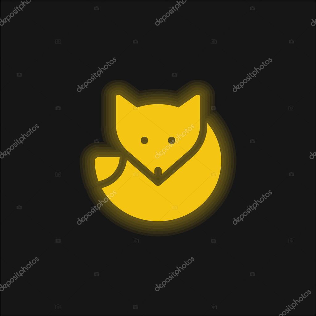 Arctic Fox yellow glowing neon icon