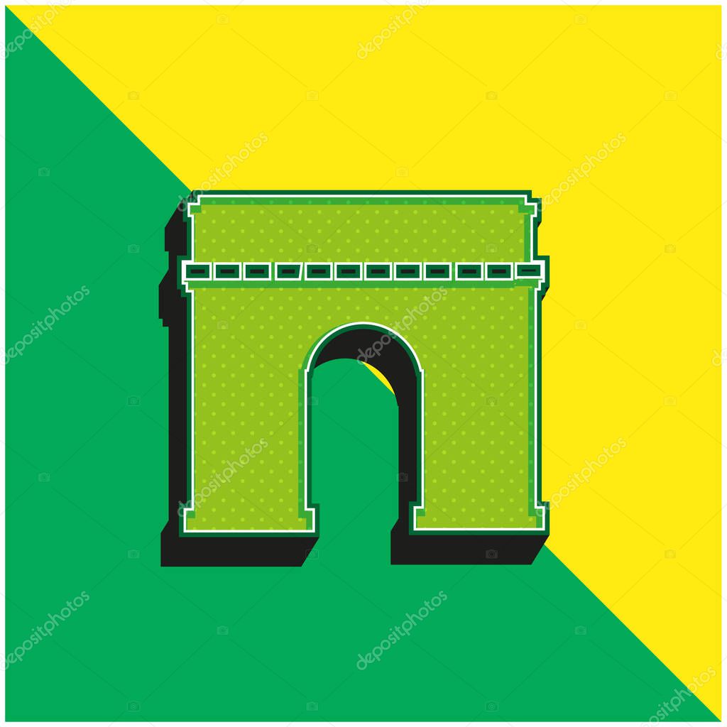 Arc De Triomphe Green and yellow modern 3d vector icon logo