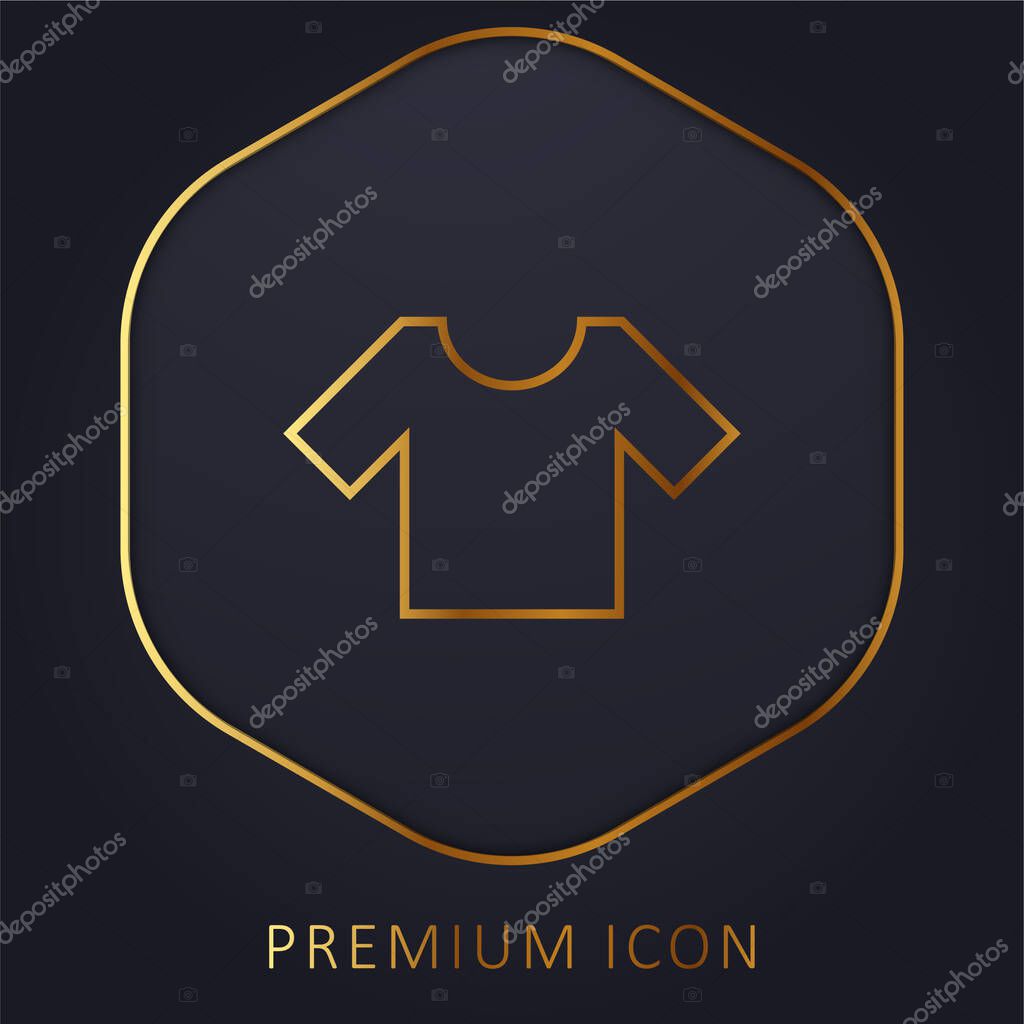 Basic T Shirt golden line premium logo or icon