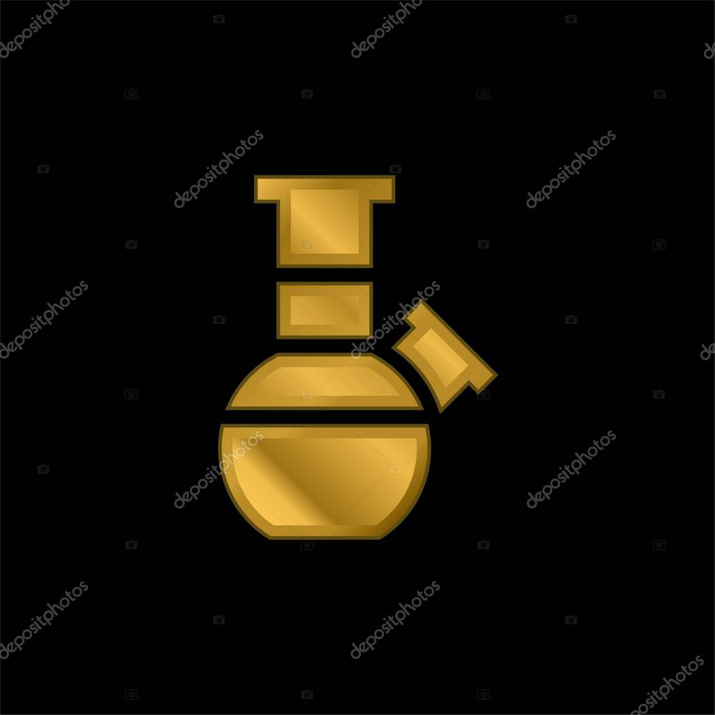 Bong gold plated metalic icon or logo vector