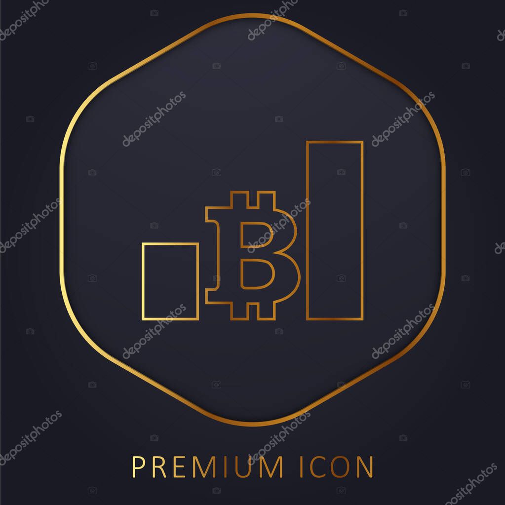 Bitcoin Bars Ascendant Graphic Of Increasing Money golden line premium logo or icon