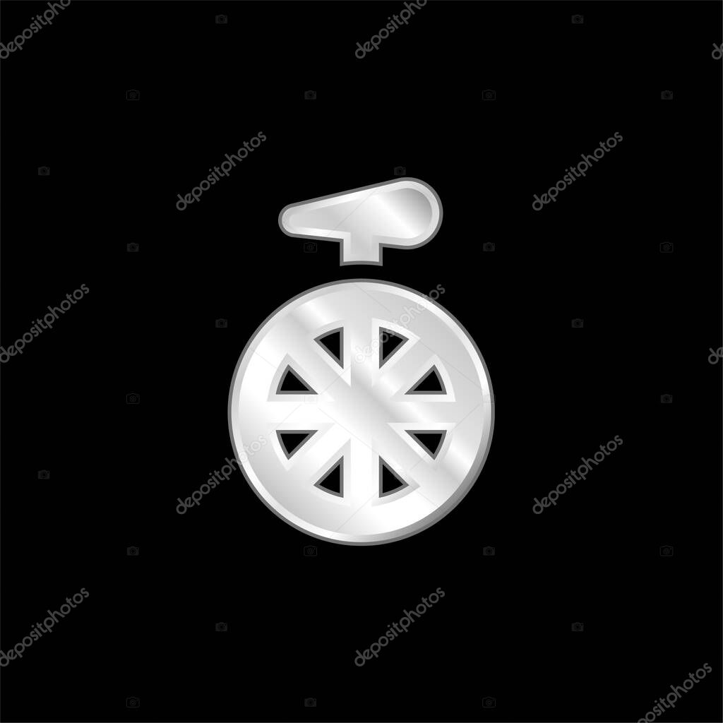Bicycle silver plated metallic icon