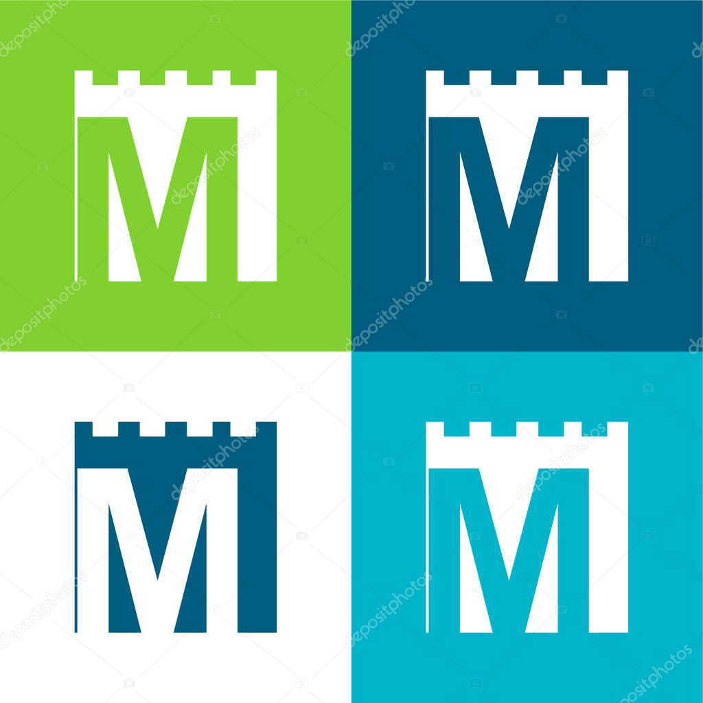 Amsterdam Metro Logo Flat four color minimal icon set