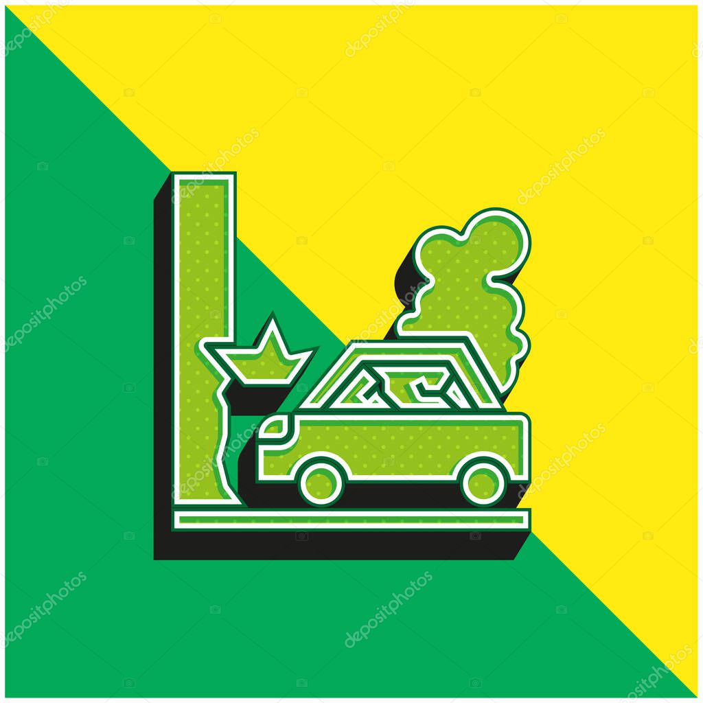 Accident Green and yellow modern 3d vector icon logo