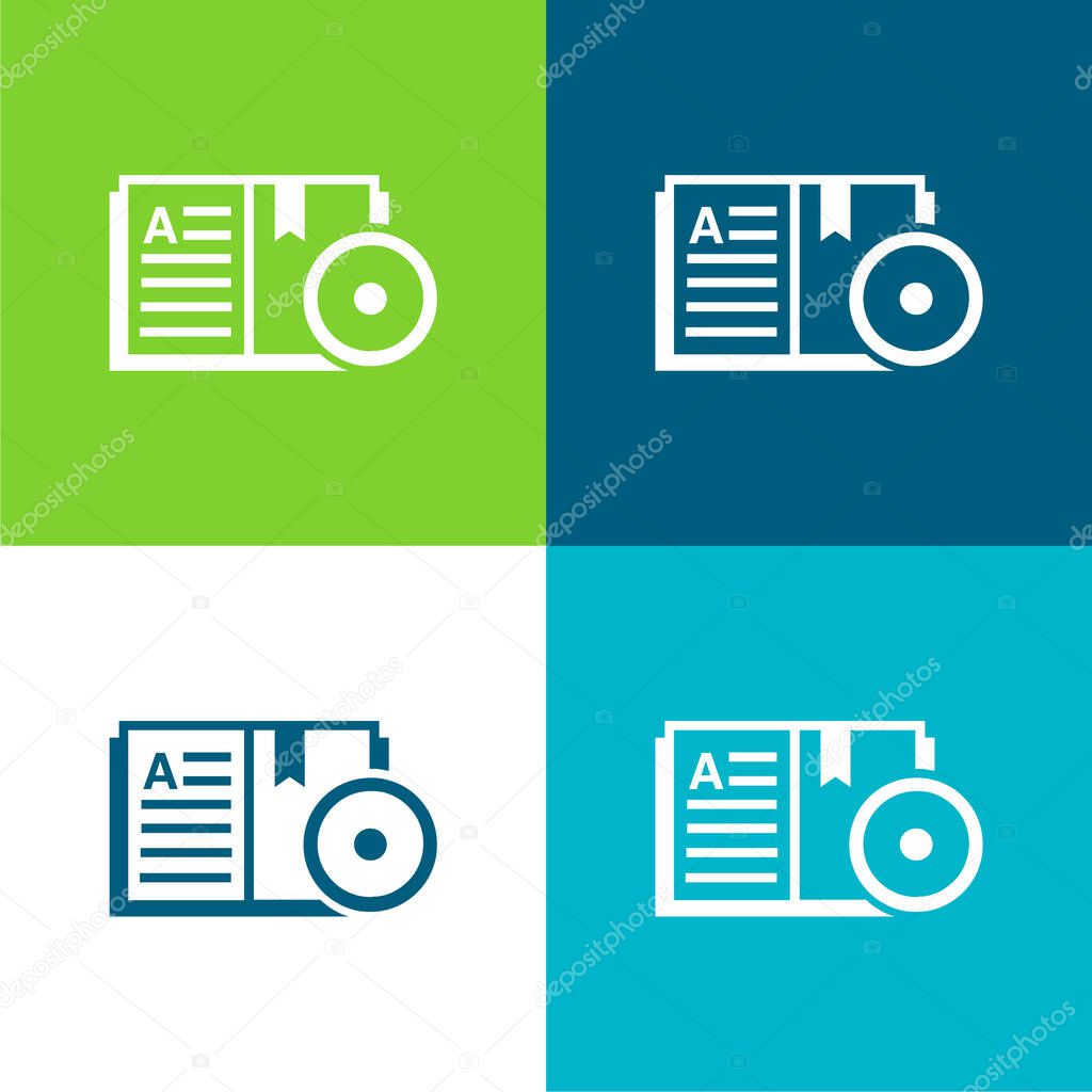 Book Flat four color minimal icon set