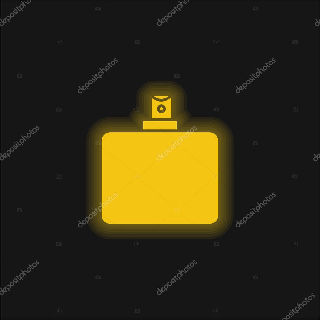 Bathroom Black Bottle Container With Spray System yellow glowing neon icon