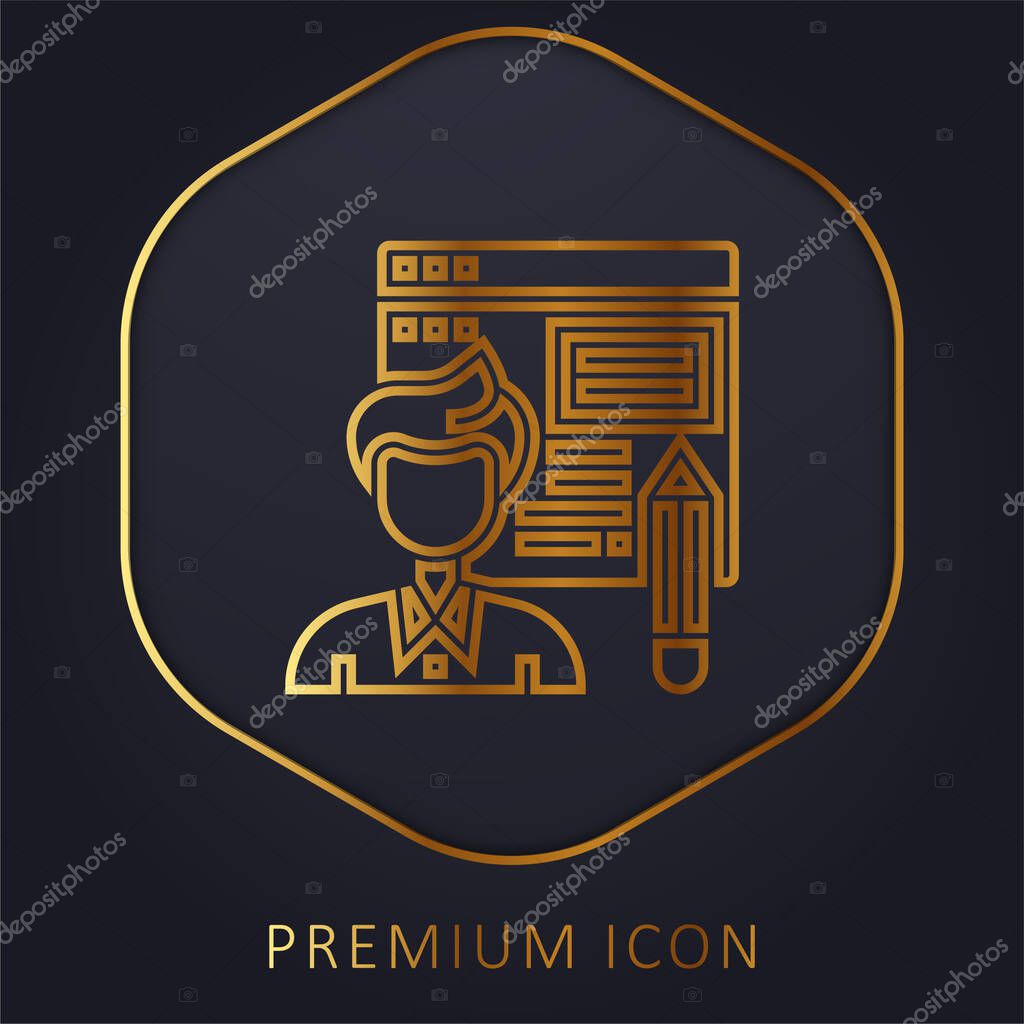 Blogger golden line premium logo or icon