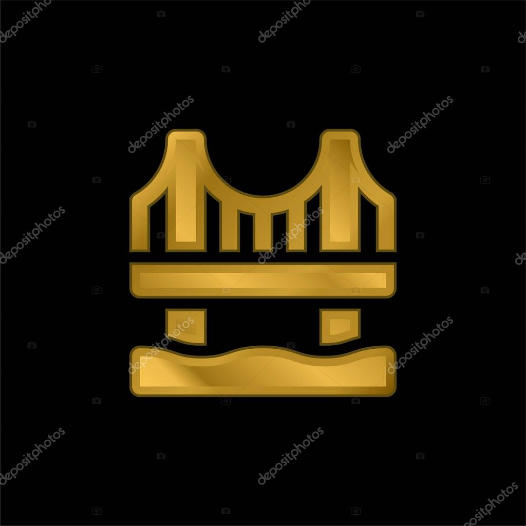 Bridge gold plated metalic icon or logo vector