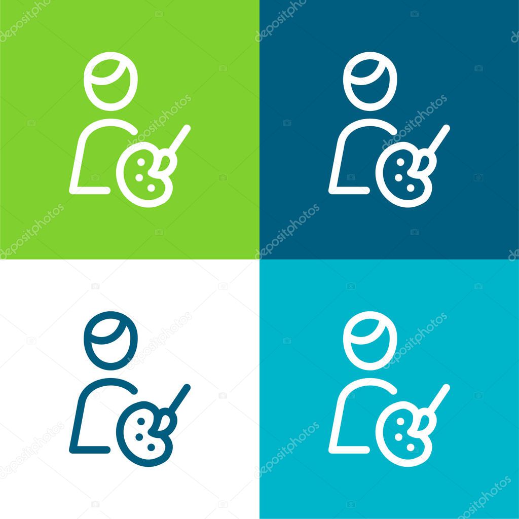 Artist Flat four color minimal icon set