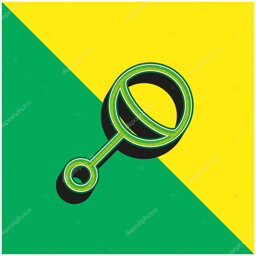 Baby Rattle Green and yellow modern 3d vector icon logo