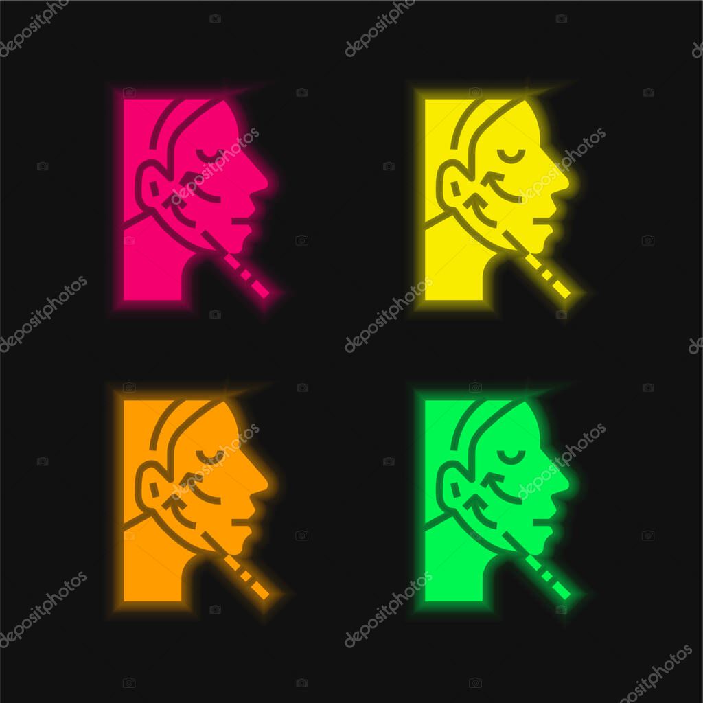 Botox four color glowing neon vector icon